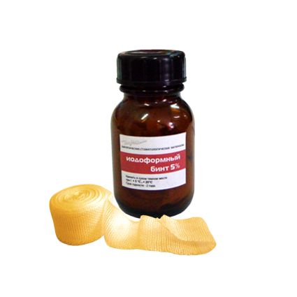 Иодоформный бинт, бинт(стерильный флакон), 2,5 м х10 мм